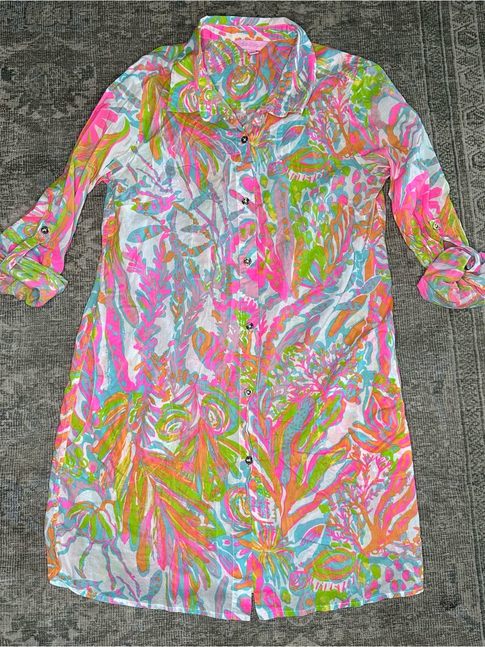 Lilly Pulitzer Jupiter Island Tunic Swim Cover Up Scuba To Cuba Size Medium